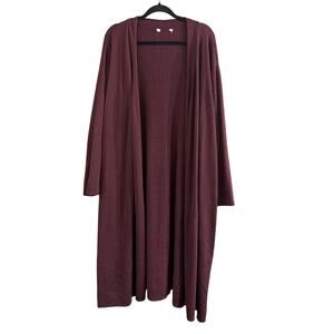 Terra & Sky Women's Plus Size Maroon Long Duster Cardigan Size 4X 28W 30W